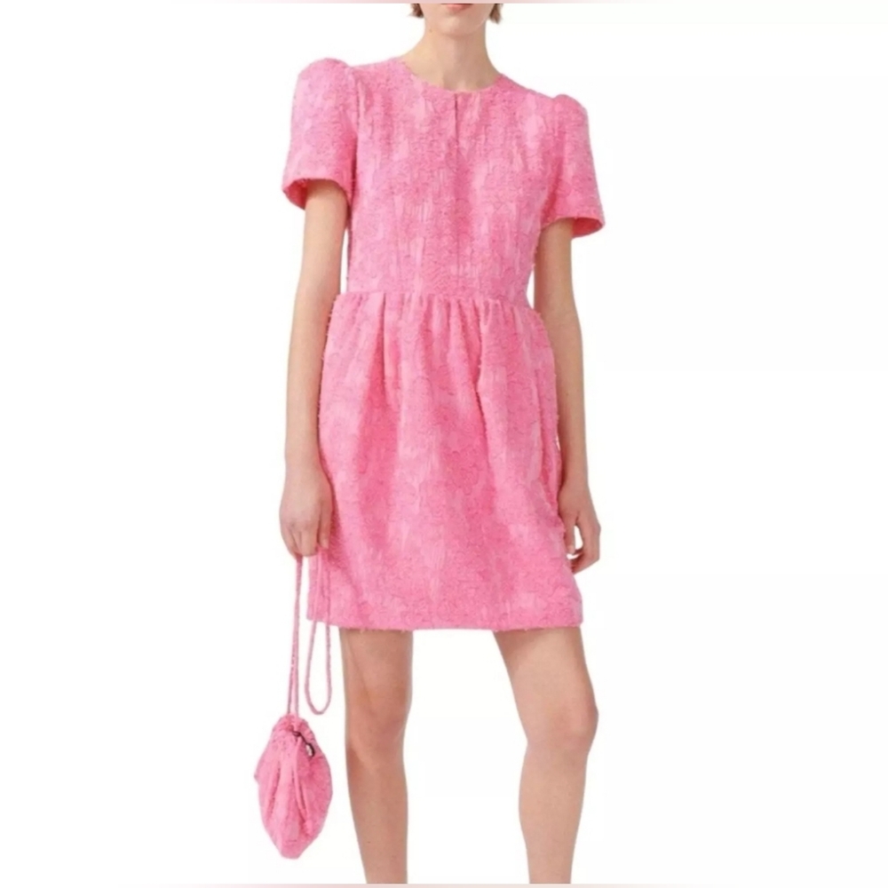 Baum‎ Und Pferdgarten Alexio Jacquard Short Sleeve Dress in Azalea Pink 42 NWT